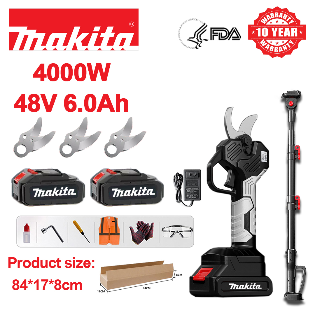 [Extension pole: 1.5M~4.6M] LED power display-(12 hours of battery life) 4000W brushless motor lithium battery pruning shears + 48V 6.0Ah battery * 2+ charger + SK9 alloy blade * 3 + tool box + lubricant + goggles, 10-year warranty